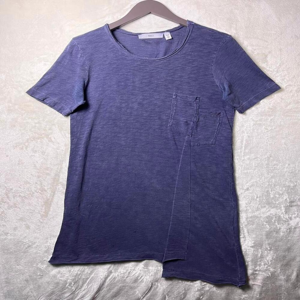Wilt Asymmetric Shift T Dress Women's M Slub Tunic Dark Raw Grunge Distress LA